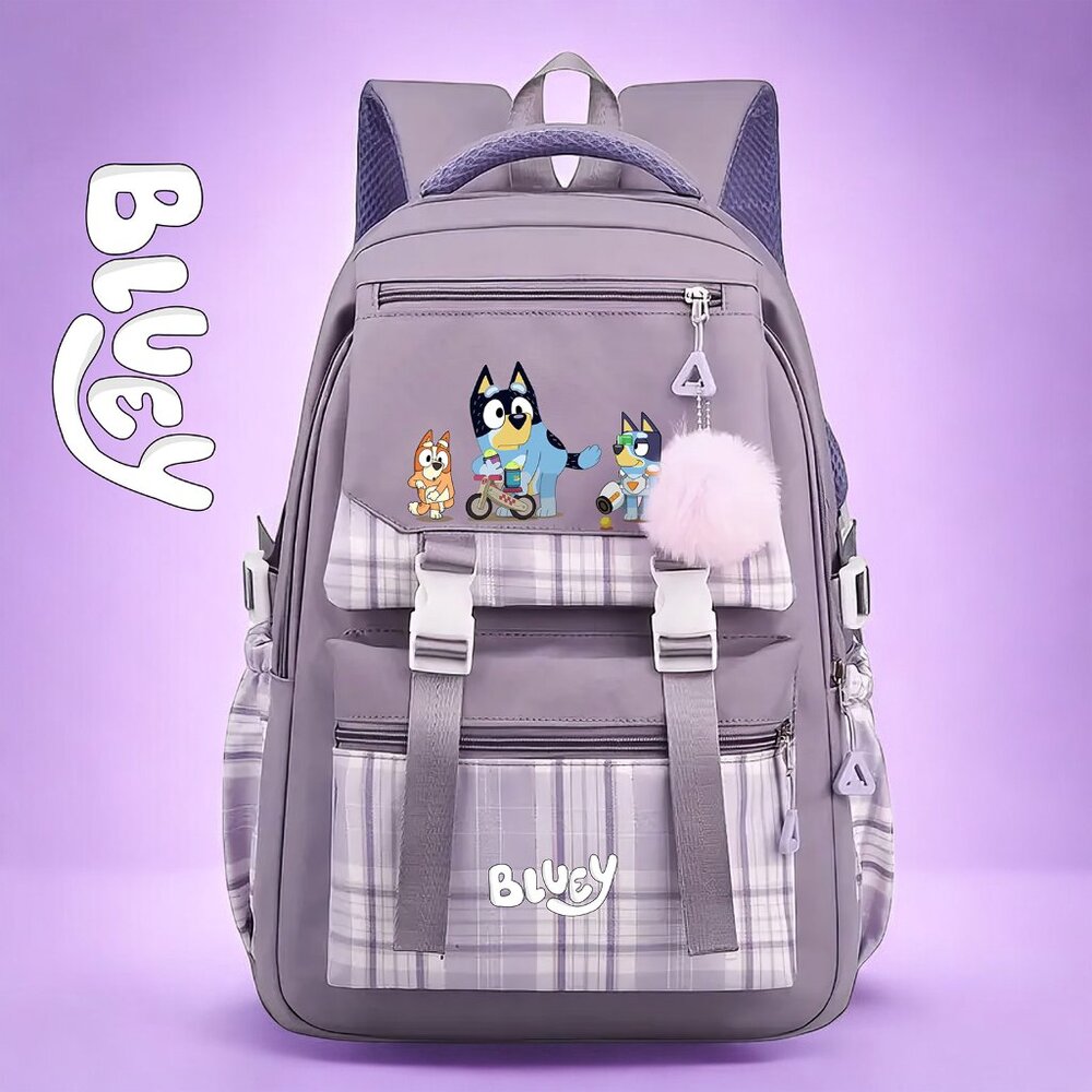 Bluey Backpack Large Shoulder Bag Student travel Waterproof | Purple